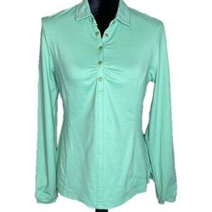 Bobby Jones Clover Womens Golf Shirt Size M Mint Green Collared Stretchy